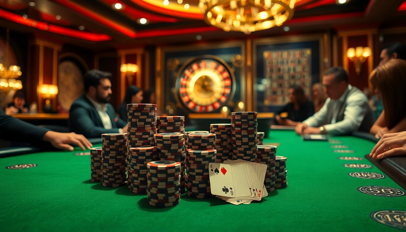 Experience the thrill of 555 win at an elegant poker table with vibrant chips and cards.