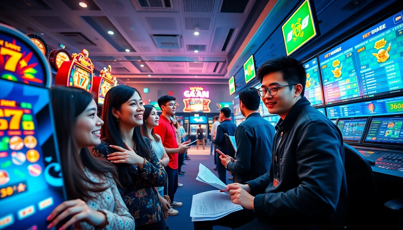 Engaging scene of Nhà cái Ga888 showcasing online betting excitement and diverse players.