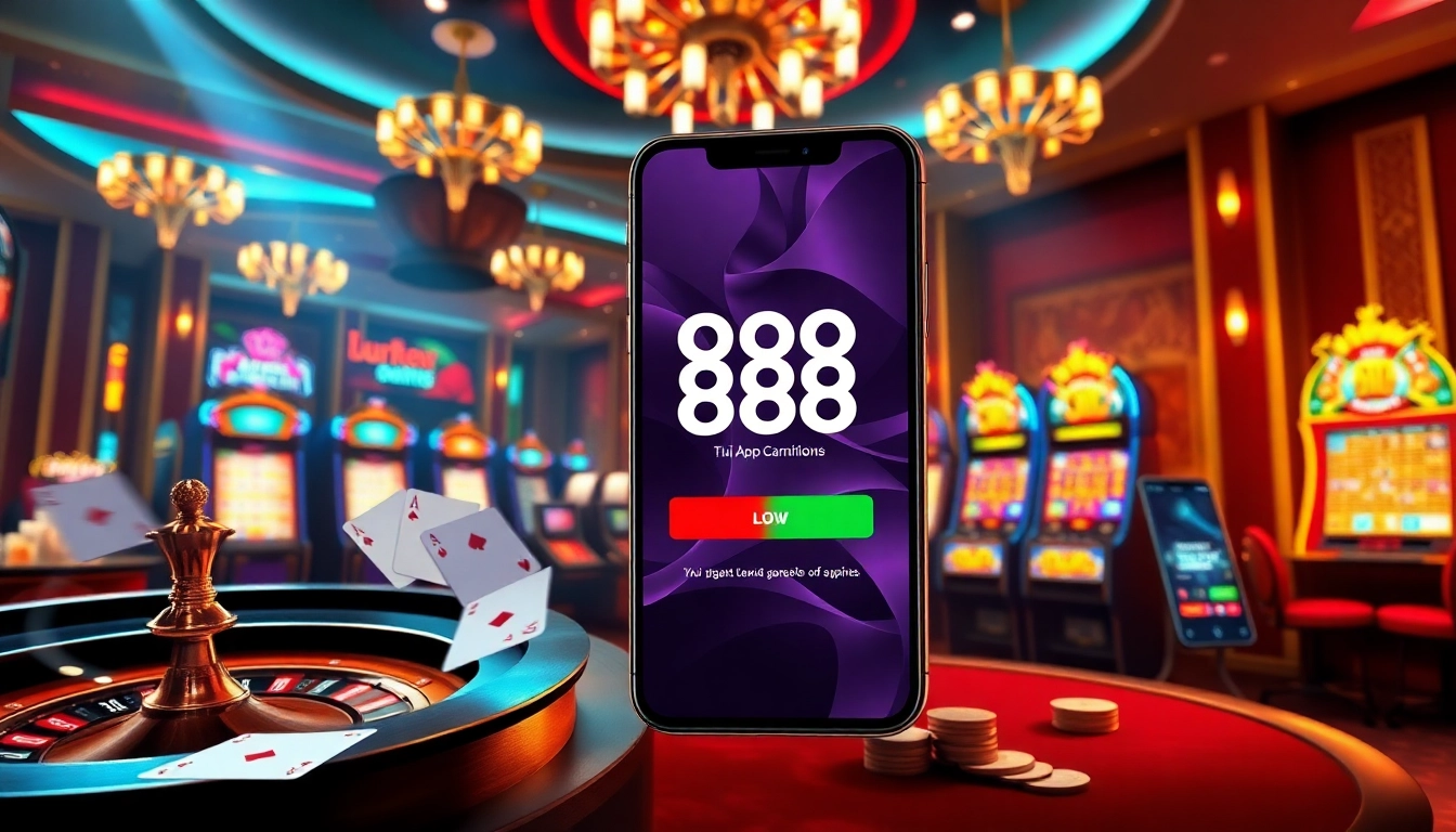 Experience the excitement of gambling with Tải App 888new showcasing a vibrant casino app interface.